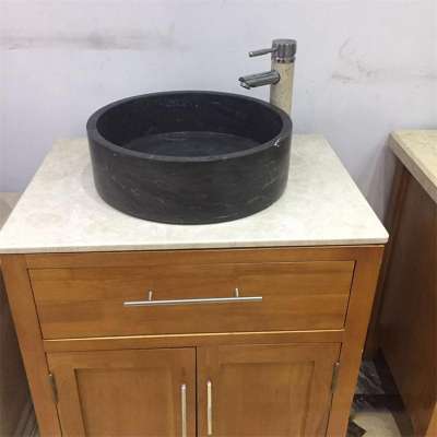 Natural Stone Sink Black Marble Round Wash Basin