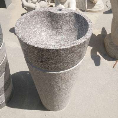 Interior Bathroom Stone Pedestal Sink Natural Stone Wash Basin