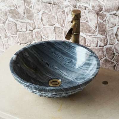 Outdoor Black Marble Wash Basin Bathroom Natural Stone Sink