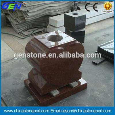 Whosale Red Granite Heart Design Flower Vases For Cemetery