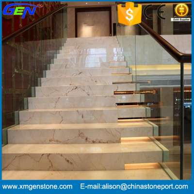 Natural Polished Cream Beige Marble Tiles For Interior Decoration