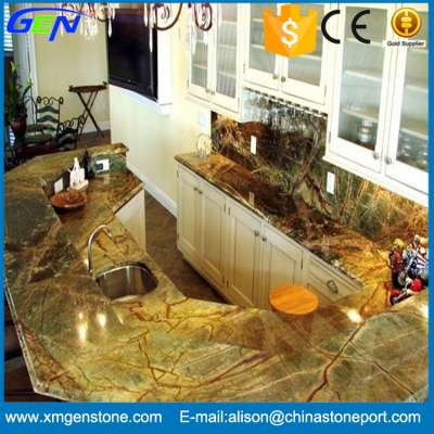 Factory Direct India Polished Rainforest Green Marble For Countertop